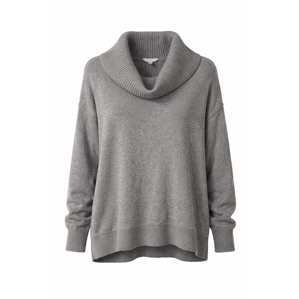 Terra & Sky Grey Chunky Cowl Neck Tunic Sweater 1X‎